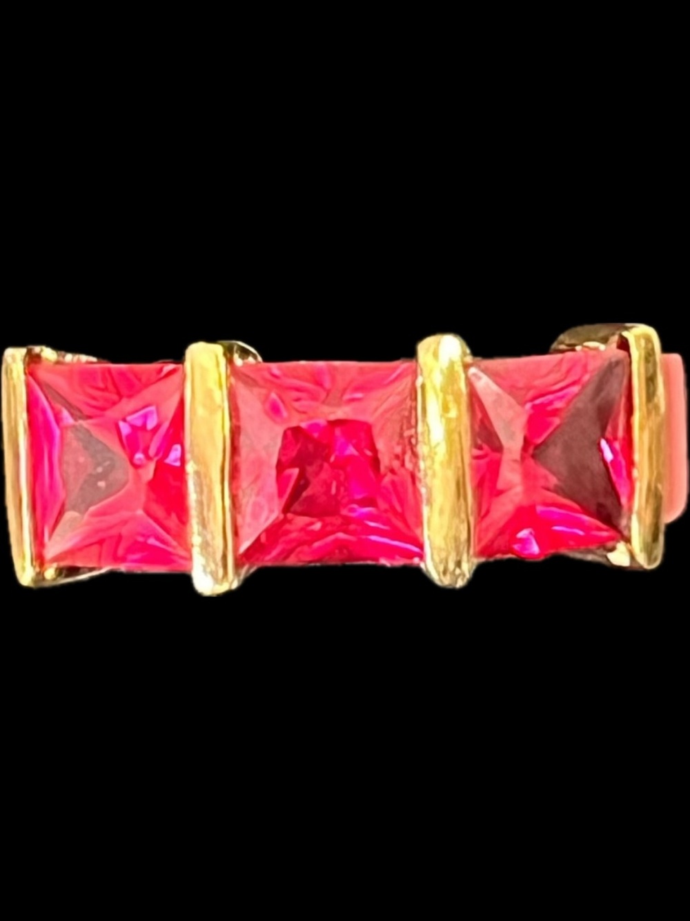Technibond created Ruby princess cut channel set band wedding ring Gold HSN